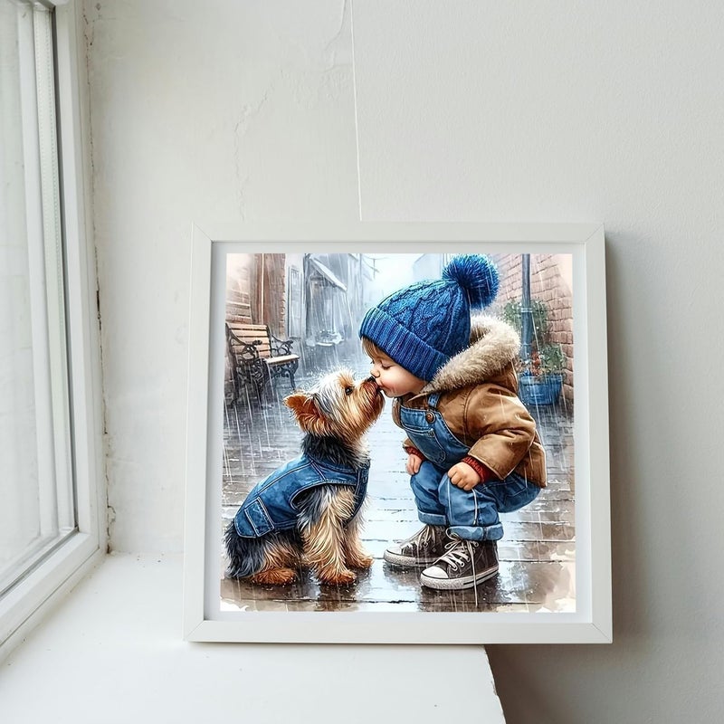 MBNTJHT Animal Dog Stamped Cross Stitch Kits for Beginners,Kiss Dog Needlepoint Counted Cross Stitch Kits for Adults,Easy Prestamped Boy Pattern Needlepoint Kit Crafts for Home Decor Gifts 14X14 Inch. - Image 4
